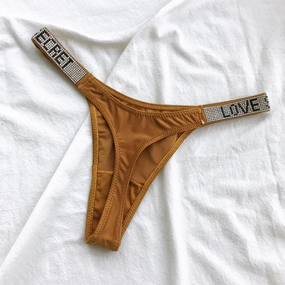 INTIMO SECRETS Women’s Sexy Rhinestone Low-Waist Thong Panties