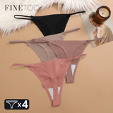 INTIMO SECRETS 4-Pack Women’s Seamless Ice Silk Thongs – Low-Waist, Stretchy G-String Panties