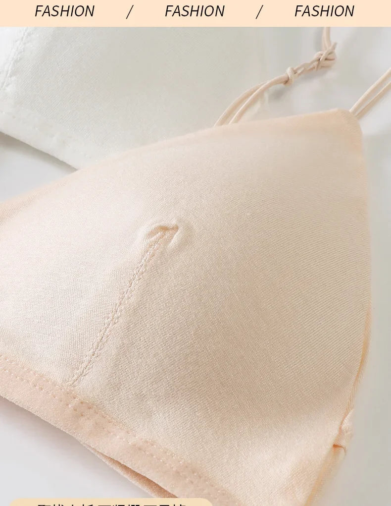 Summer Hit Low Cut Backless Pure Cotton Wrap Chest Bra Women's Sexy Interest Triangle Cup Strapless Underwear Intimate Apparel