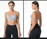V Neck Seamless Triangle Cup Bra Camisole Underwear Wrapped Chest Women S M L Breathable Gather Up Sports Fitness Yoga Casual