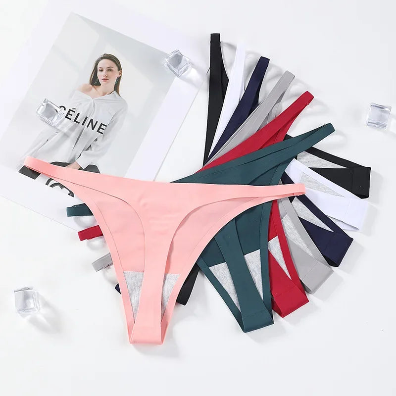 INTIMO SECRETS Bamboo Silk Seamless Thongs – Sexy V-Waist Antibacterial G-String & Breathable Soft Lingerie