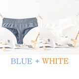 2PCS/Set Seamless G-String Panties Women Thongs Sexy Panty Lingerie Solid Color Female High Waist Thongs Women's Underwear