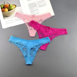 INTIMO SECRETS Plus Size Lace Cotton Thongs – Seamless T-Back G-String Underwear for Women 3PC