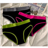 3Pcs/set Women's Panties Cotton Sports Briefs Middle Waist Solid Color Underwear Soft Breathable Underpants Female Sexy Lingerie