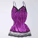 Sexy V-neck Women Lingerie Night Dress Sleeveless Ladies Satin Nightgown Plus Size XL-5XL Lace Sleepwear Nightwear Lingeries