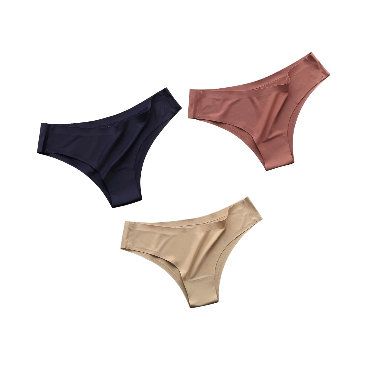 3Pcs/Set Seamless Panties Women Underwear Ice Silk Underpants Low Rise Female Solid Color Ultra-thin Sexy Lingerie