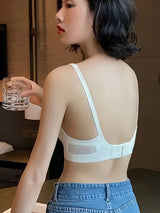 INTIMO SECRETS Women’s Wireless Deep V Hollow-Out Bra – Seamless, Soft 3/4 Cup Lingerie