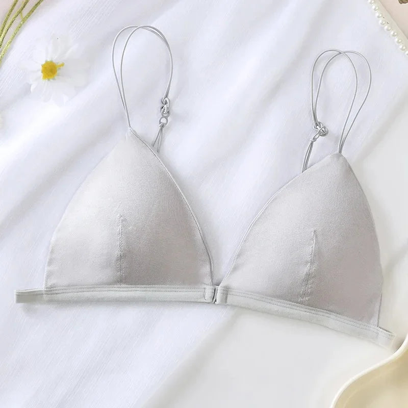 Summer Hit Low Cut Backless Pure Cotton Wrap Chest Bra Women's Sexy Interest Triangle Cup Strapless Underwear Intimate Apparel