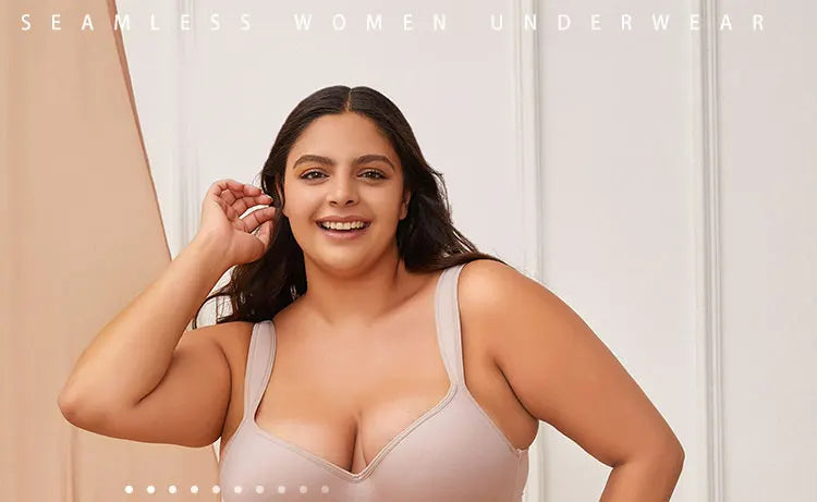 INTIMO SECRETS Plus Size Full Coverage Unlined Seamless Bra Wide Strap Wireless Push-Up