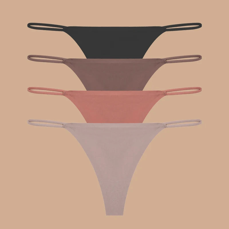 INTIMO SECRETS 4-Pack Women’s Seamless Ice Silk Thongs – Low-Waist, Stretchy G-String Panties