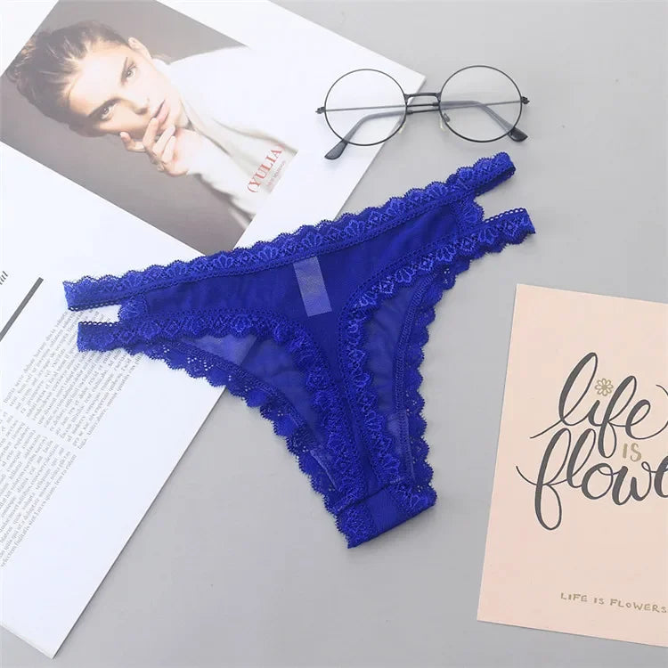 INTIMO SECRETS Women’s Summer Lace Thong – Low-Waist, Hollow-Out, Seamless & Breathable Panties
