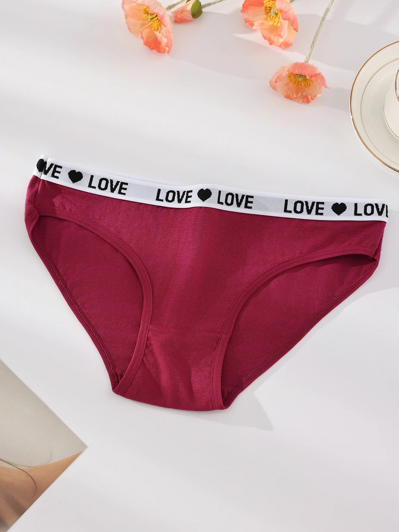 INTIMO SECRETS 7-Pack Women’s Low-Waist Cotton Panties with Letter Waistband
