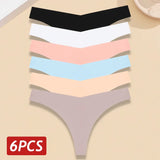 INTIMO SECRETS 6-Pack Women’s Seamless V-Waist Thongs – Ultra-Thin Summer G-String Panties