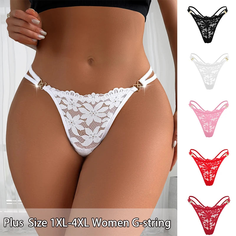INTIMO SECRETS 5-Pack Multi-Color Plus-Size Women’s Sexy G-String Thongs – Elegant Lingerie 1XL-4XL