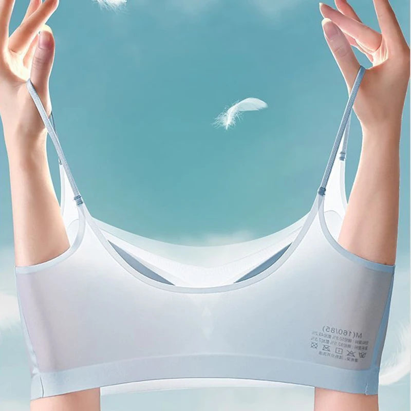 INTIMO SECRETS Ultra-Thin Seamless Padded Bra – Ice Silk, Push-Up, Small Chest