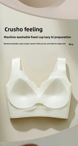 Seamless Lace Backless Bra Vest Fixed Cup Push-Up Side Breast Collection Wireless Vest Style Sleep Bra