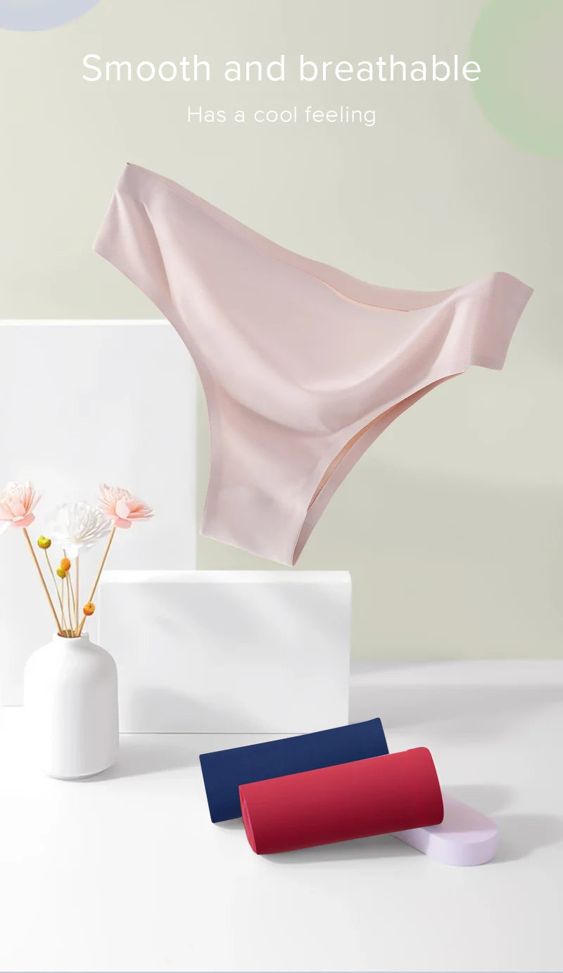 INTIMO SECRETS Ice Silk Seamless Thong – Low-Rise G-String Underwear for Women XXL