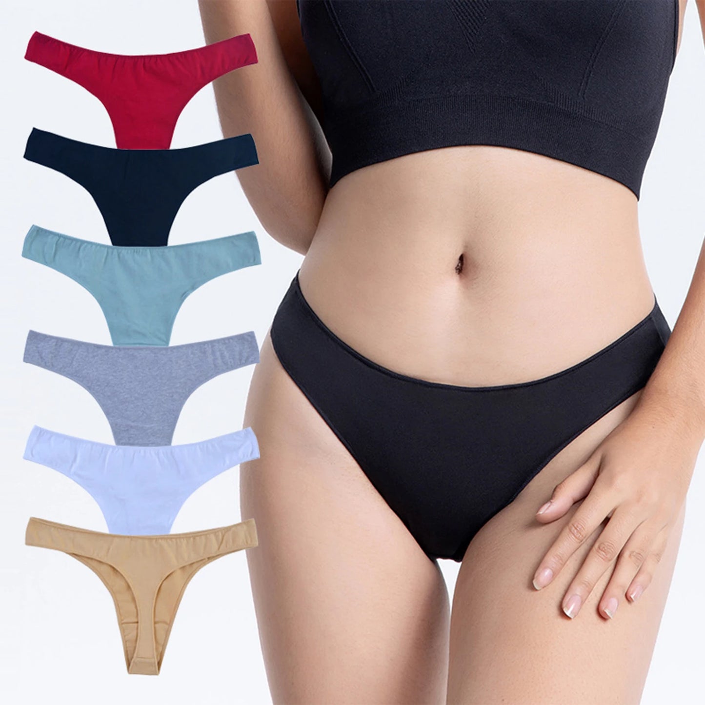 INTIMO SECRETS Plus Size Mid-Waist Thong Panties