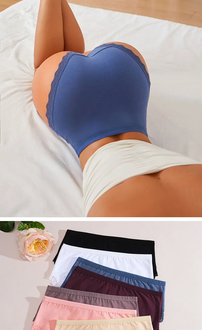 FINETOO 6Pcs Women's Cotton High Waist Panties Underwear Female Large Intimate Lingerie Briefs Woman Underpants Pantys Panties