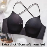 INTIMO SECRETS Women’s Thick Push-Up Bra – AA Cup, Wireless, Cross Strap, Seamless T-Shirt Bra