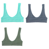 INTIMO SECRETS 3-Piece Seamless Push-Up Sports Bra Set – Deep U-Shape Ribbed Lingerie