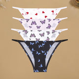 4Pcs/Set Graphic Print Briefs Women Seamless Ultra-thin Panties Sexy Low Waist Leopard Love Underwear Girls Breathable Lingerie