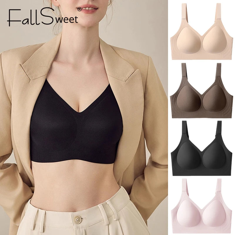 INTIMO SECRETS Plus Size Seamless Push-Up Bra – Wireless Padded Bralette (M-5XL)