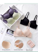 INTIMO SECRETS English Ice Silk Bra Set – Thick Cup, Wire-Free, Gathered Lingerie