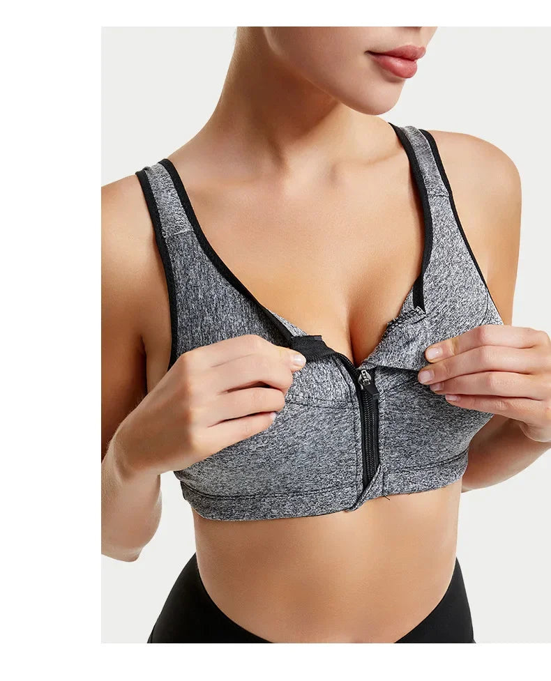 INTIMO SECRETS Women’s Shockproof Sports Bra – Front Zipper Yoga Vest