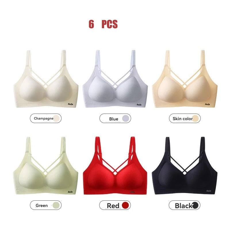 INTIMO SECRETS English Ice Silk Bra Set – Thick Cup, Wire-Free, Gathered Lingerie