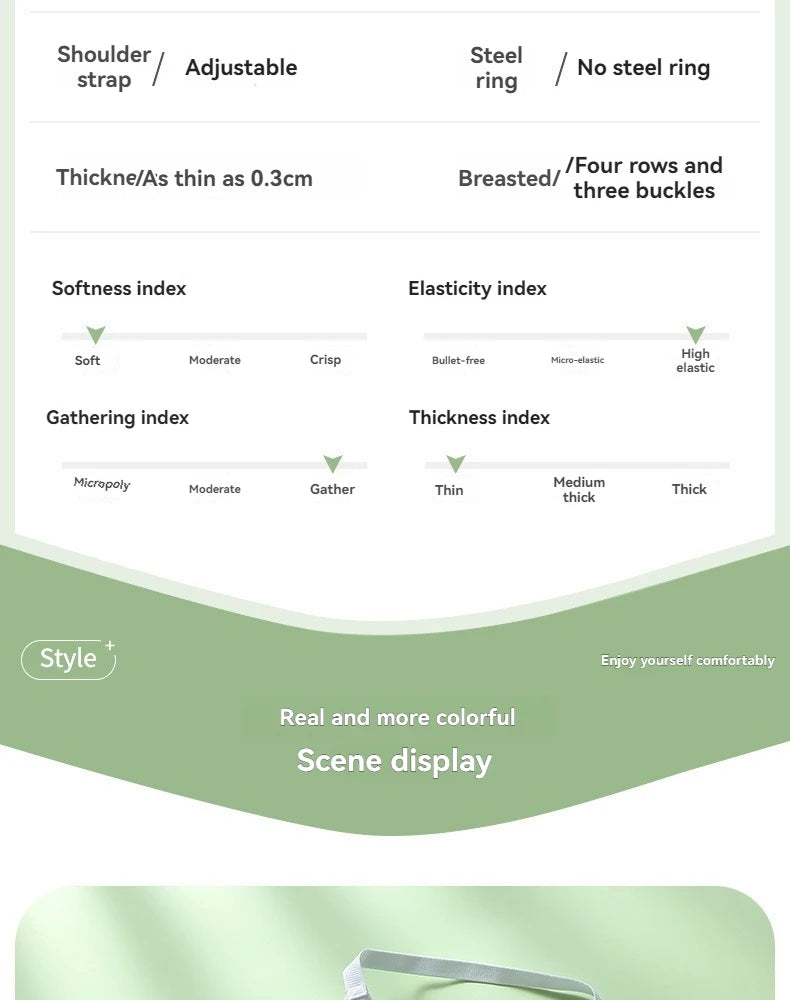 INTIMO SECRETS English Ice Silk Bra Set – Thick Cup, Wire-Free, Gathered Lingerie