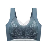 INTIMO SECRETS 4-Piece Lace Push-Up Bra Set – Ice Silk Deep V Bralette, Plus Size L-5XL