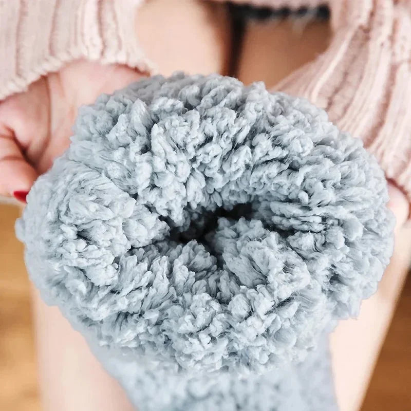 Thickened Winter Woven Thermal Cashmere Floor Socks Women's Carpet Home Plus Velvet Sleep Socks Slippers Leg Cover