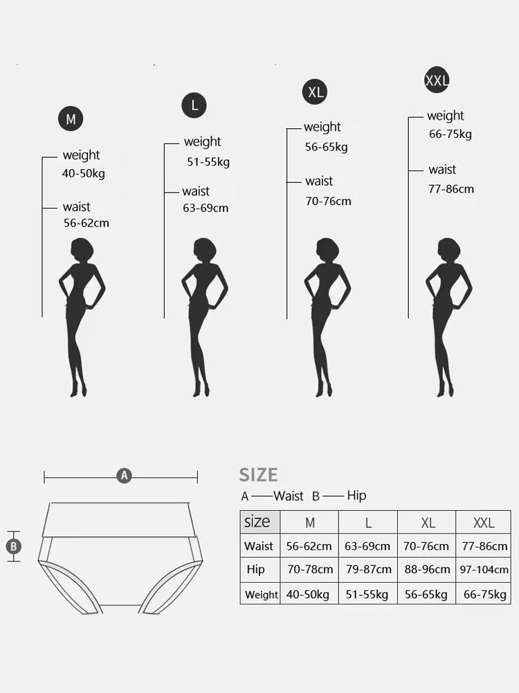4Pcs High Waist Women Panties Body Shaper Underwear Cotton Sexy Ladies Briefs Slim Panty Breathable Solid Color Ladies Lingerie