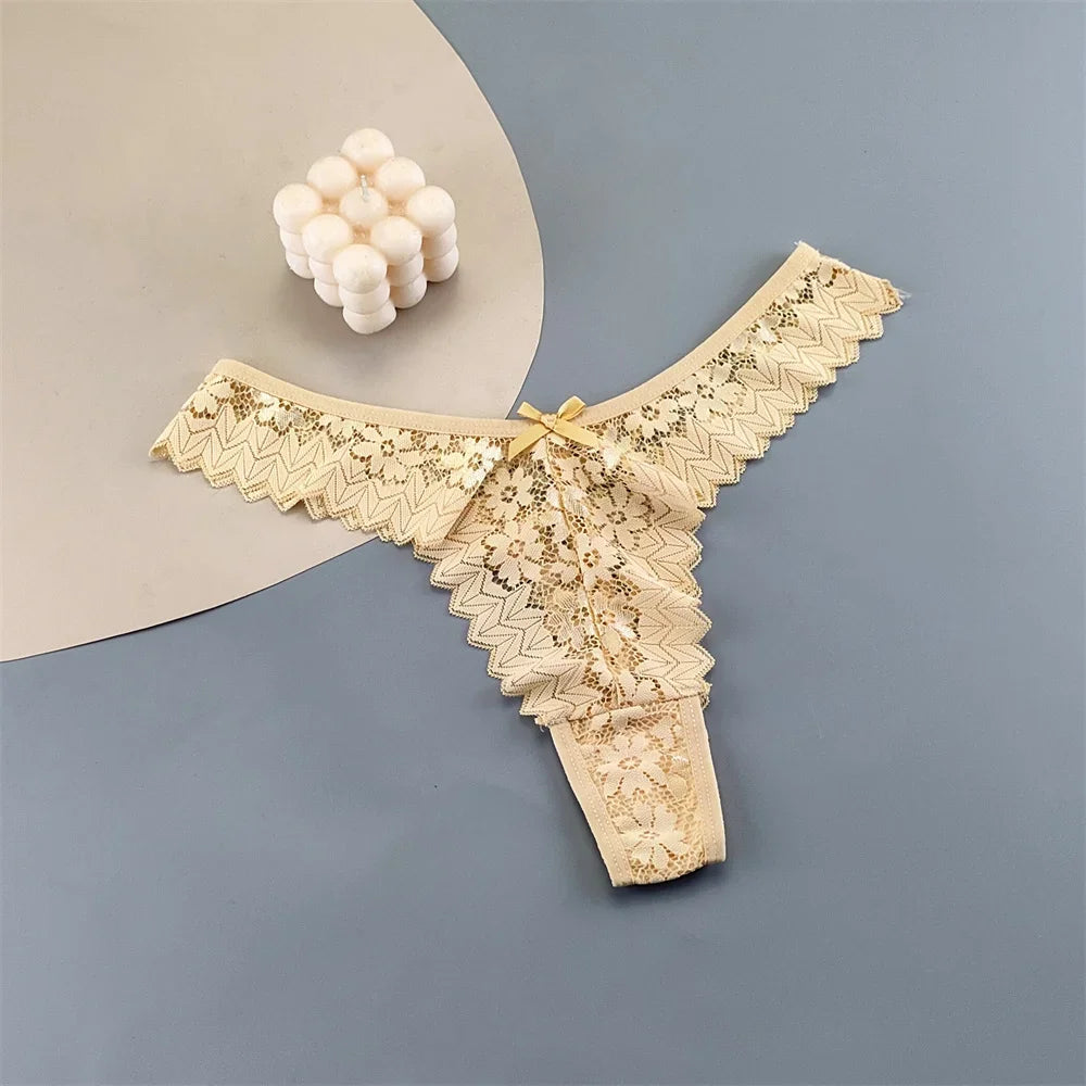 INTIMO SECRETS 3PCS Lace Thongs – Transparent Mid-Waist G-Strings Plus Size