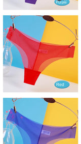 Sexy Ice Silk Panties Transparent Women Seamless Thong Underwear Low Waist Mesh G-string Lingerie трусы женские Ropa De Mujer