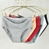 3PCS Women's Cotton Underwear High Elastic Letter Waistband Briefs Solid Color Fashionable Sports Soft Underwear