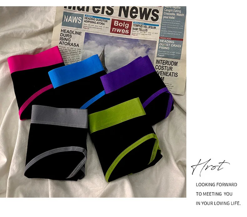 3Pcs/set Women's Panties Cotton Sports Briefs Middle Waist Solid Color Underwear Soft Breathable Underpants Female Sexy Lingerie