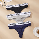 INTIMO SECRETS 3-Pack Women’s Cotton Thongs – Low-Waist, Soft & Comfortable G-String Panties