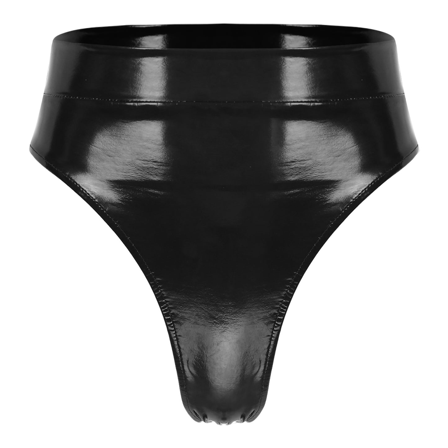 Womens Adult Sexy Thong Latex Panties Lingerie Wet Look Patent Leather Briefs Underwear Buckle Belted Pole Dance PVC Panties
