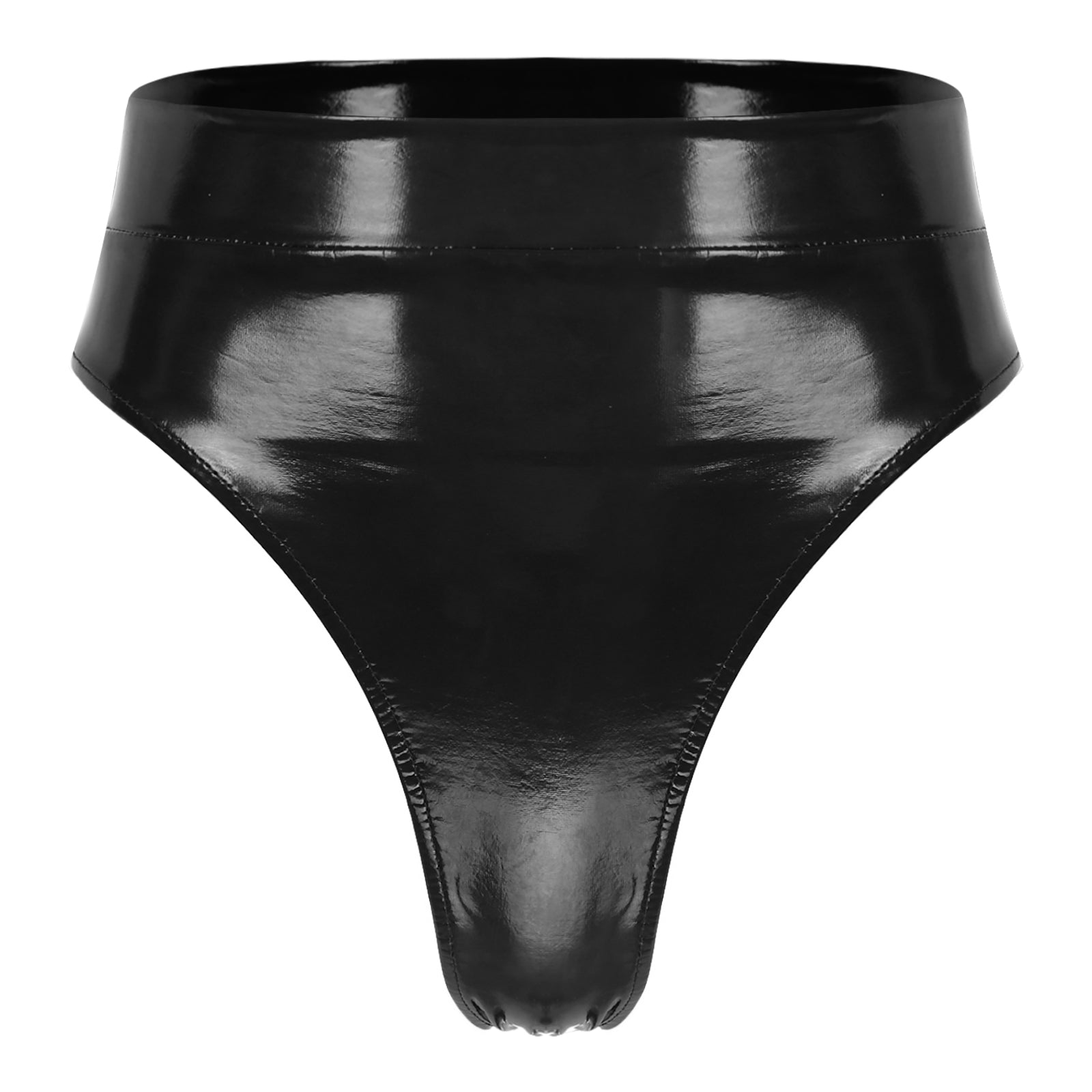 Womens Adult Sexy Thong Latex Panties Lingerie Wet Look Patent Leather Briefs Underwear Buckle Belted Pole Dance PVC Panties