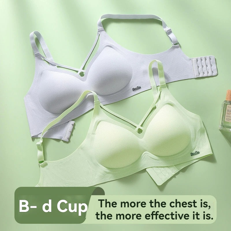 INTIMO SECRETS English Ice Silk Bra Set – Thick Cup, Wire-Free, Gathered Lingerie