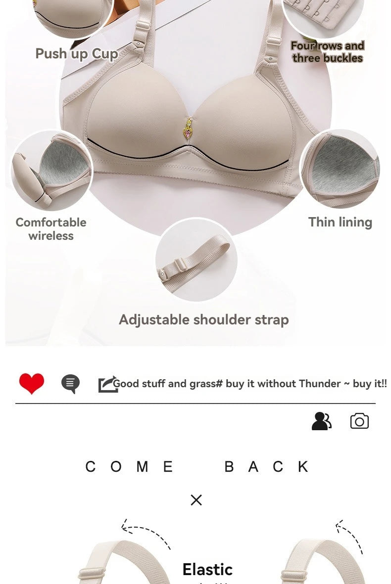 New Non-magnetic Thin Cup Glossy Fat Mm Bra Large Size No Underwire Comfortable Breathable Gathered Women's Underwear