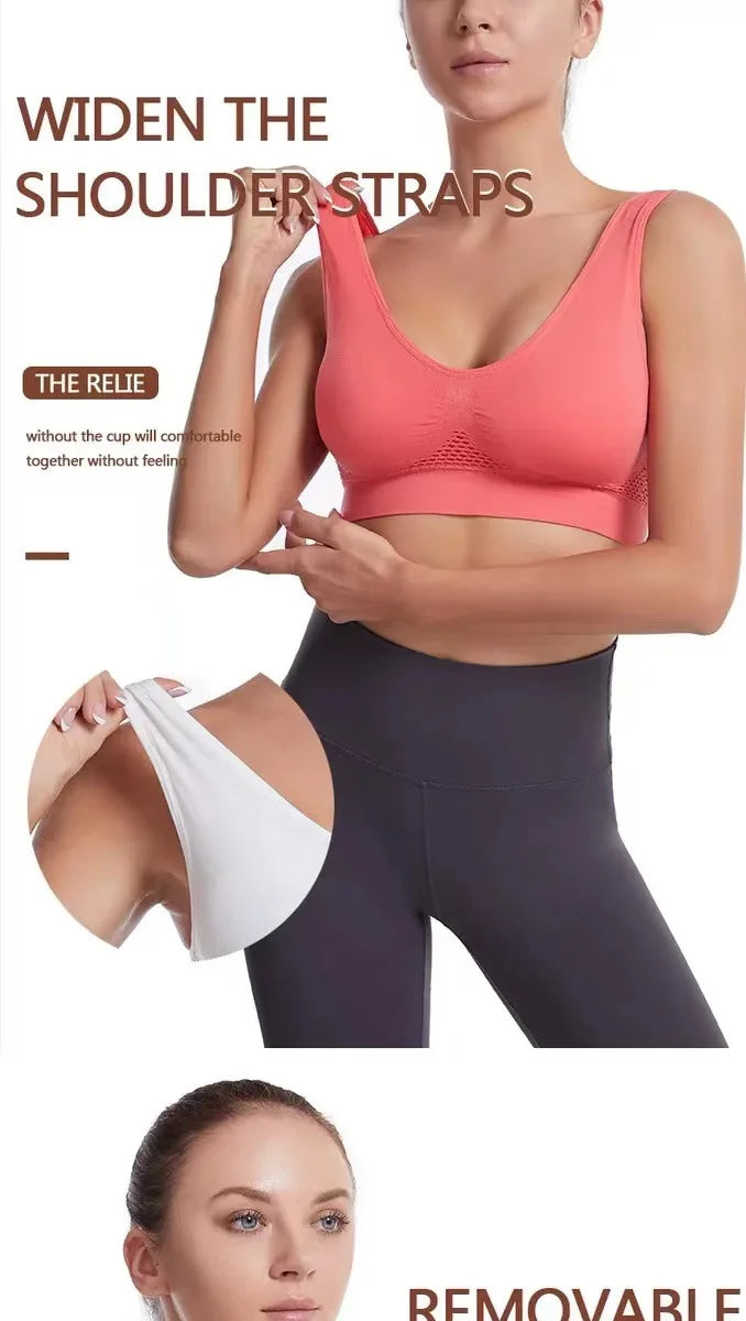 INTIMO SECRETS Seamless Push-Up Mesh Bra – Breathable Sports Bralette