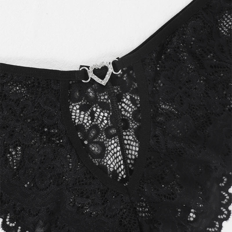 INTIMO SECRETS Plus-Size Mid-Waist Black Floral Panties 1XL-4XL