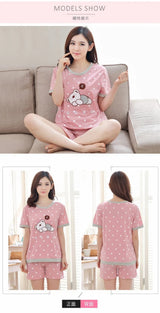 Women Thin Cute Sleepwear 2PCS Shirt Shorts Pajamas Set Nightwear Cartoon Intimate Lingerie Pyjamas Female Homewear Gift Tops