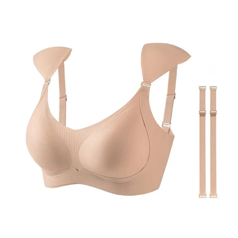 INTIMO SECRETS Seamless Invisible Bra – Supportive Comfort for Large Breasts & Small Shoulders with Removable Pads