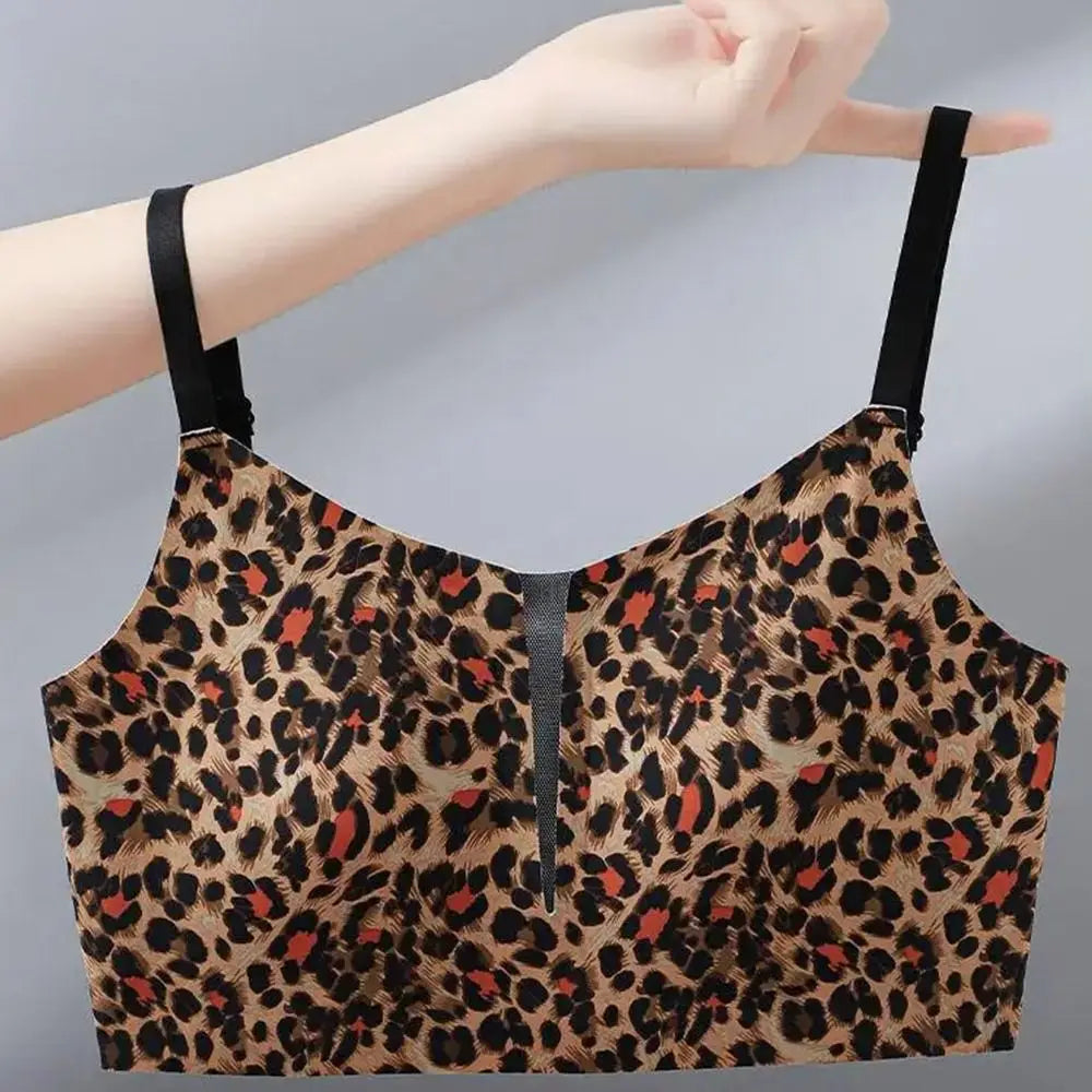 INTIMO SECRETS Leopard Print Wireless Minimizer Bra – Anti-Sag, Large Bust Support