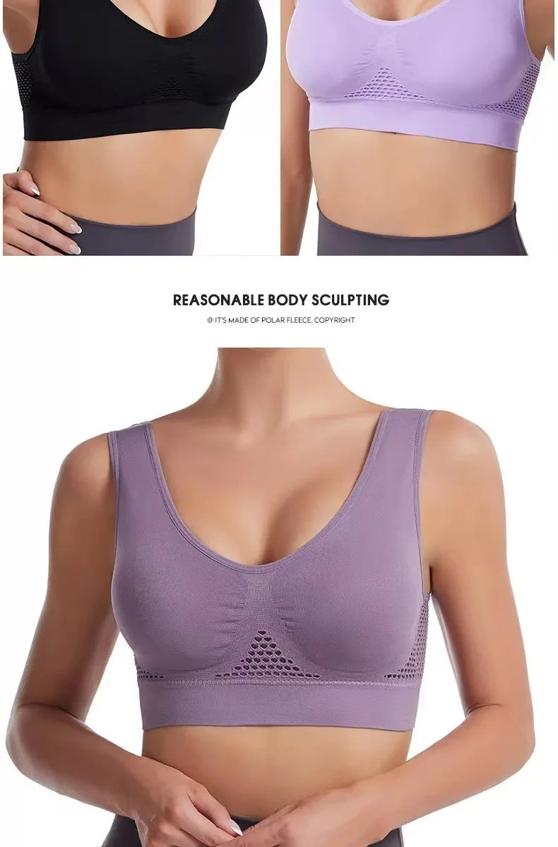 INTIMO SECRETS Seamless Push-Up Mesh Bra – Breathable Sports Bralette