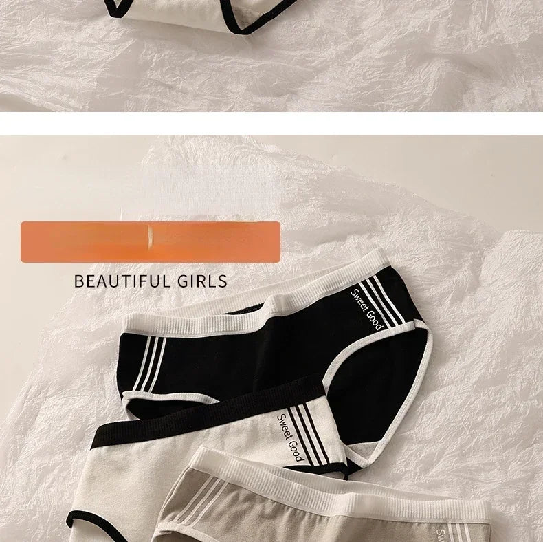 Women Underwear Cotton Crotch Mid Waist Traceless Sexy Panties Japanese Sports Style Girls Breathable Underpants Simple Lingerie